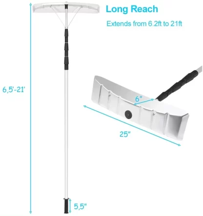 20' High-Quality Roof Snow Shovel with Detachable Aluminum Handles - Image 6