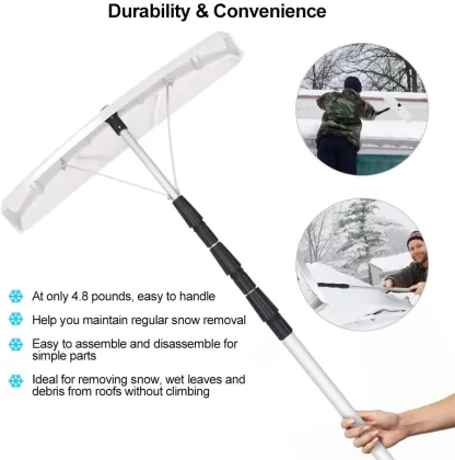 20' High-Quality Roof Snow Shovel with Detachable Aluminum Handles - Image 5