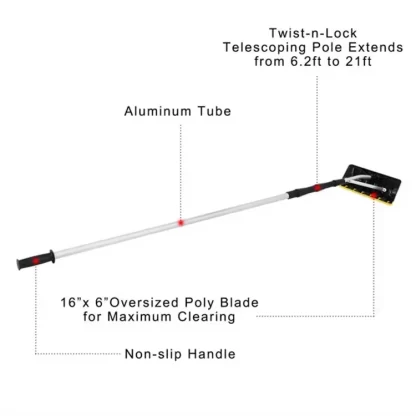 21Ft Extendable Roof Snow Rake with Telescopic Handle - Image 5
