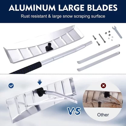 5-20FT Extendable Aluminum Snow Roof Rake with Anti-Skid Handle - Image 4