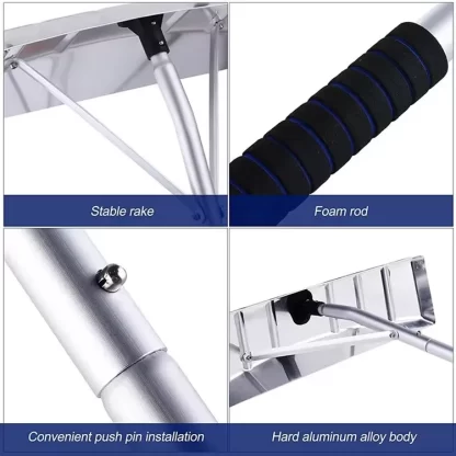 5-20FT Extendable Aluminum Snow Roof Rake with Anti-Skid Handle - Image 5