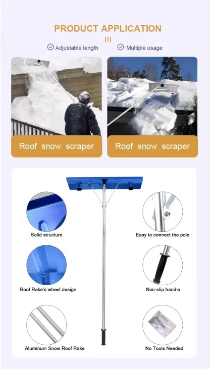 New Design Snow Roof Rake Shovel with Wheels - Image 6
